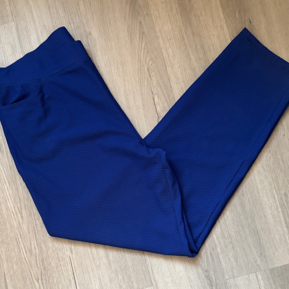 Women blue polyester pants